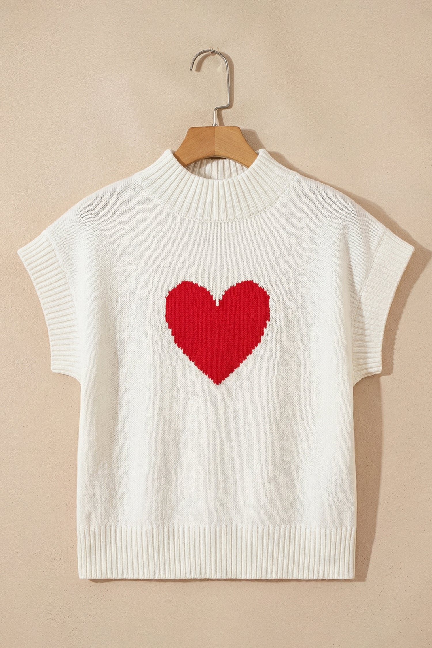 White Valentine Heart Graphic Cropped Short Sleeve Sweater-TOPS / DRESSES-[Adult]-[Female]-2022 Online Blue Zone Planet