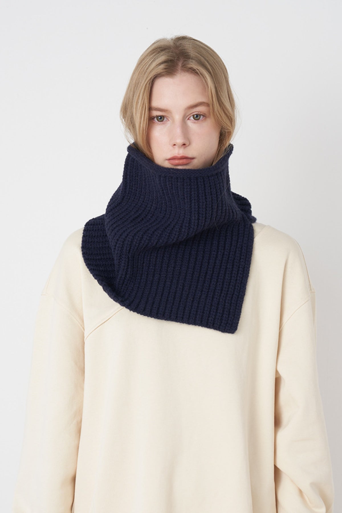 Slit Pullover Knit Scarf-SCARVES-[Adult]-[Female]-Dark Navy-One Size-2022 Online Blue Zone Planet