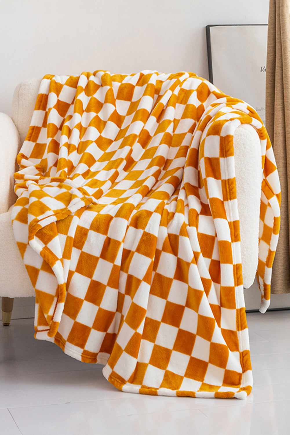 Black Checkerboard Printed Soft Throw Blanket-Accessories & Jewelry-[Adult]-[Female]-Yellow-ONE SIZE-2022 Online Blue Zone Planet