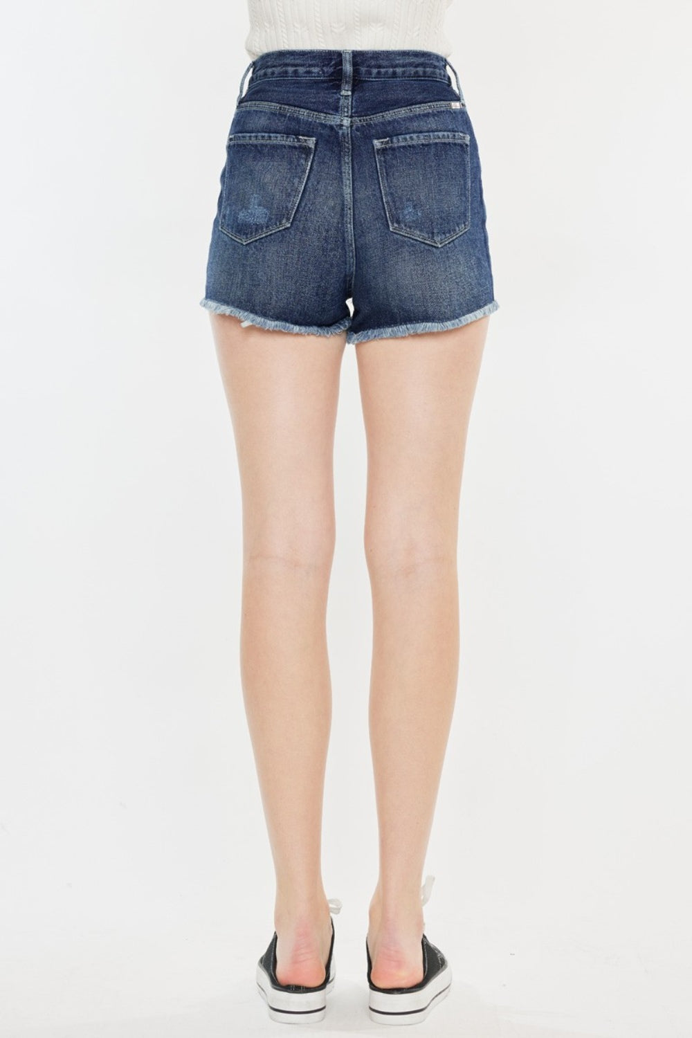 Blue Zone Planet | Kancan Raw Hem Button Fly Denim Shorts-BOTTOMS SIZES SMALL MEDIUM LARGE-[Adult]-[Female]-2022 Online Blue Zone Planet