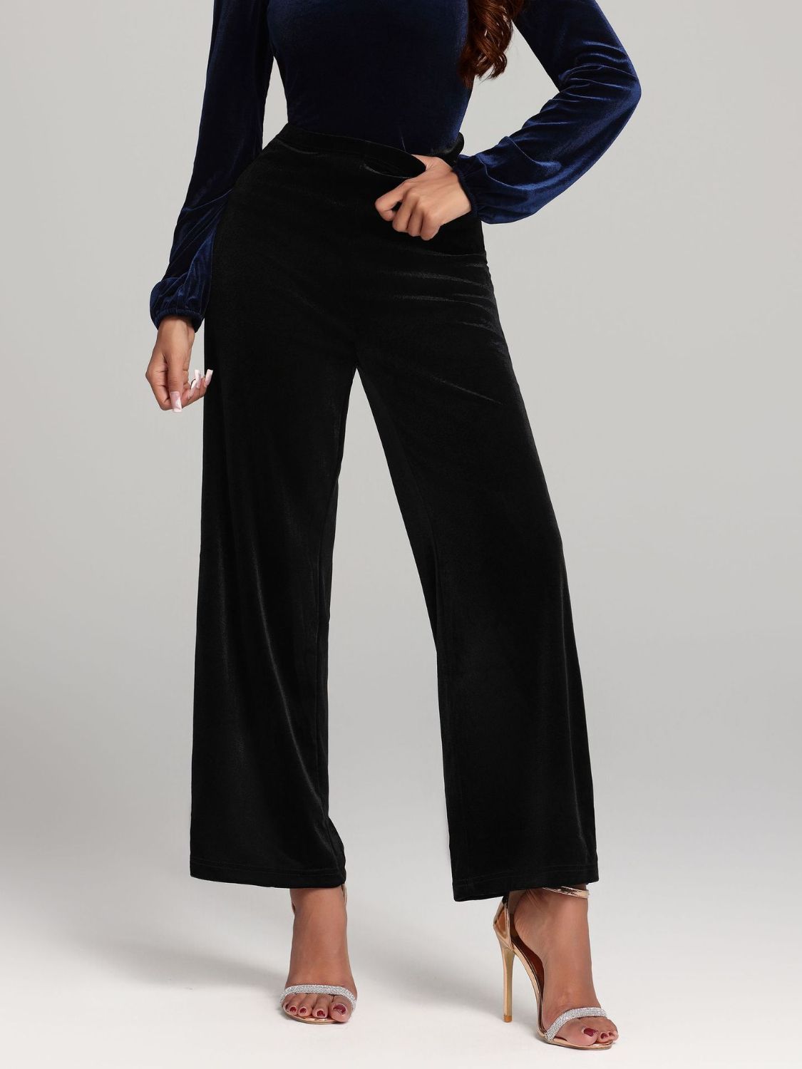 Blue Zone Planet | High Waist Wide Leg Pants-BOTTOMS SIZES SMALL MEDIUM LARGE-[Adult]-[Female]-2022 Online Blue Zone Planet