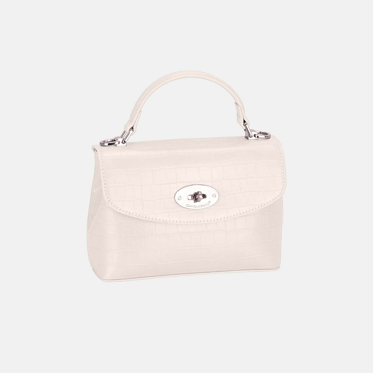 David Jones Texture PU Leather Handbag-HANDBAGS-[Adult]-[Female]-Creamy White-One Size-2022 Online Blue Zone Planet