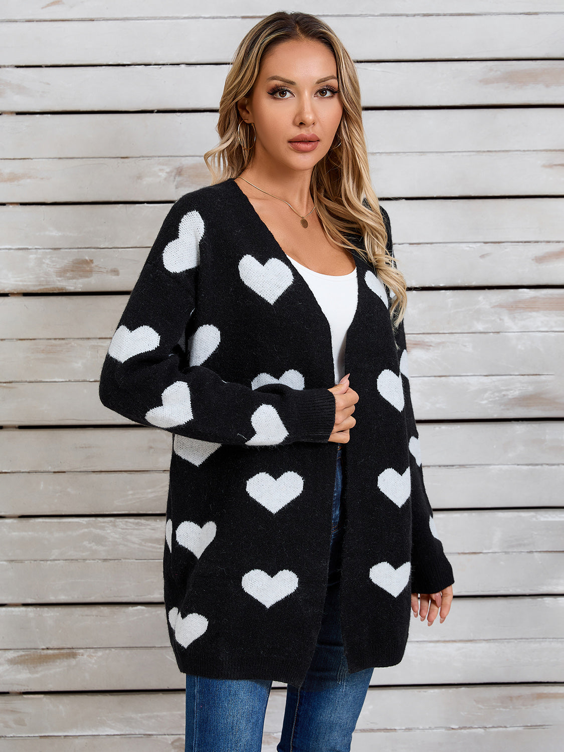 Angel Wings Heart Open Front Long Sleeve Cardigan-TOPS / DRESSES-[Adult]-[Female]-2022 Online Blue Zone Planet