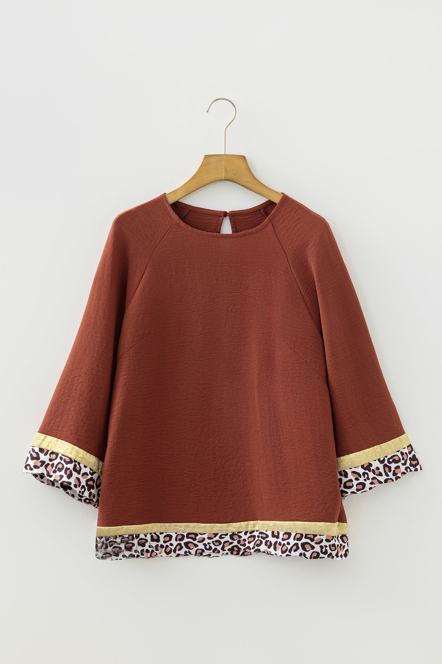 Clay Leopard Detail Loose Bracelet Sleeve Top-Bracelet-[Adult]-[Female]-2022 Online Blue Zone Planet