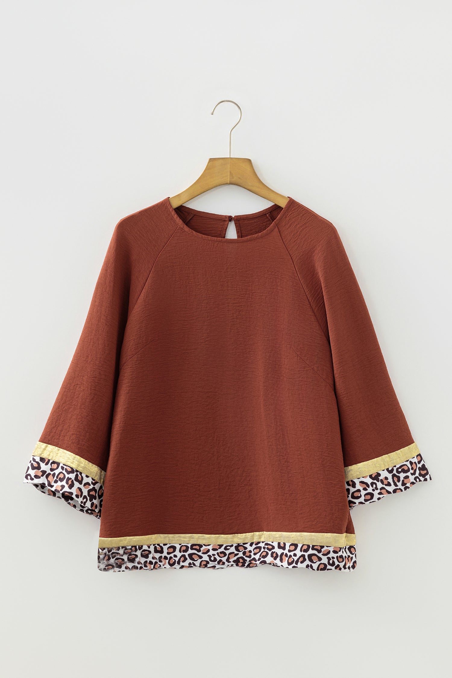 Clay Leopard Detail Loose Bracelet Sleeve Top-Bracelet-[Adult]-[Female]-2022 Online Blue Zone Planet