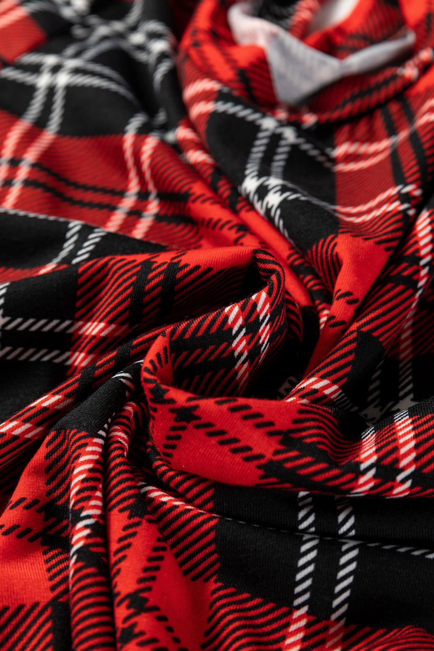 Red Festive Plaid Print Round Neck Long Sleeve and Pants 2 Piece Lounge Set-Loungewear & Sleepwear/Loungewear-[Adult]-[Female]-2022 Online Blue Zone Planet