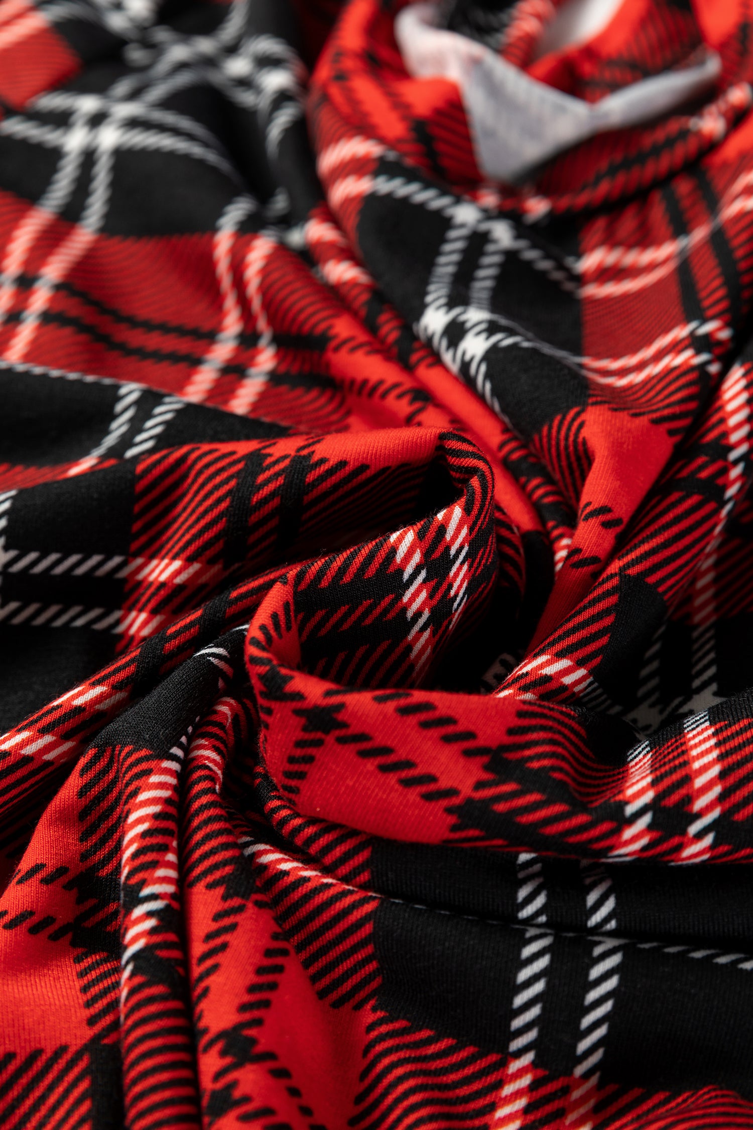 Red Festive Plaid Print Round Neck Long Sleeve and Pants 2 Piece Lounge Set-Loungewear & Sleepwear/Loungewear-[Adult]-[Female]-2022 Online Blue Zone Planet