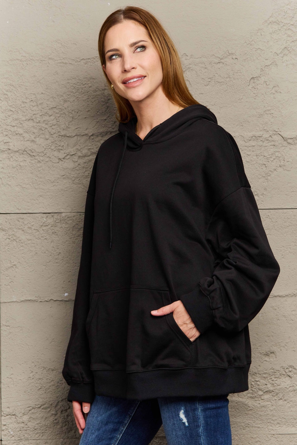 Full Size Long Sleeve Dropped Shoulder Hoodie-TOPS / DRESSES-[Adult]-[Female]-2022 Online Blue Zone Planet