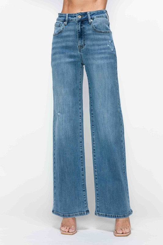 Blue Zone Planet | bytos Full Size High Rise Wide Leg Jeans with Pockets-BOTTOMS SIZES SMALL MEDIUM LARGE-[Adult]-[Female]-Medium-1(25)-2022 Online Blue Zone Planet