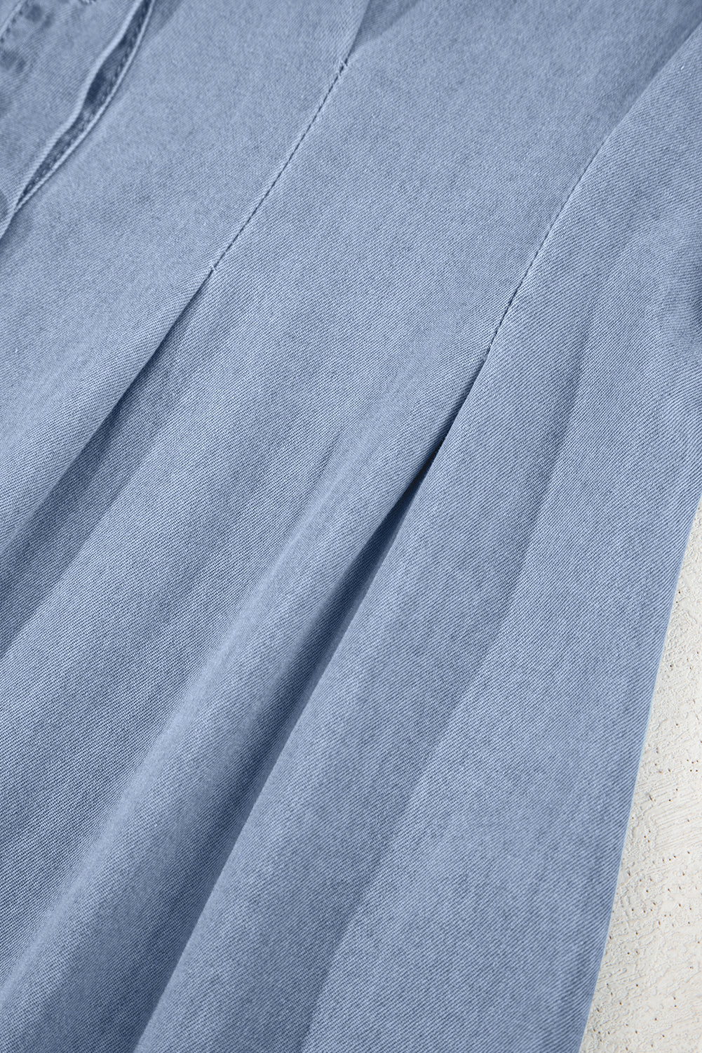 Myosotis Denim Pleated Slim Waist Short Sleeve Shirt Dress-TOPS / DRESSES-[Adult]-[Female]-2022 Online Blue Zone Planet