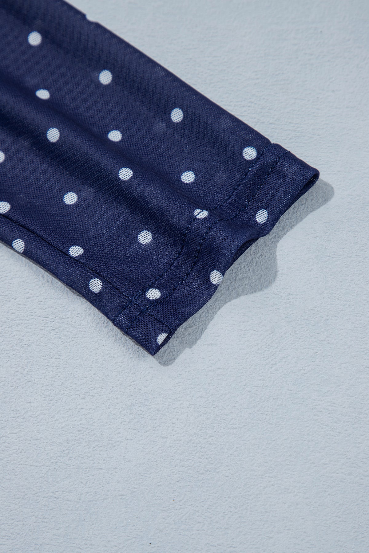 Blue Off Shoulder Polka Dot Mesh Long Sleeve Sheath Top-Tops/Long Sleeve Tops-[Adult]-[Female]-2022 Online Blue Zone Planet