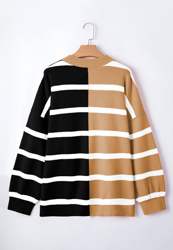 Contrast Striped Long Sleeve Sweatshirt-TOPS / DRESSES-[Adult]-[Female]-2022 Online Blue Zone Planet