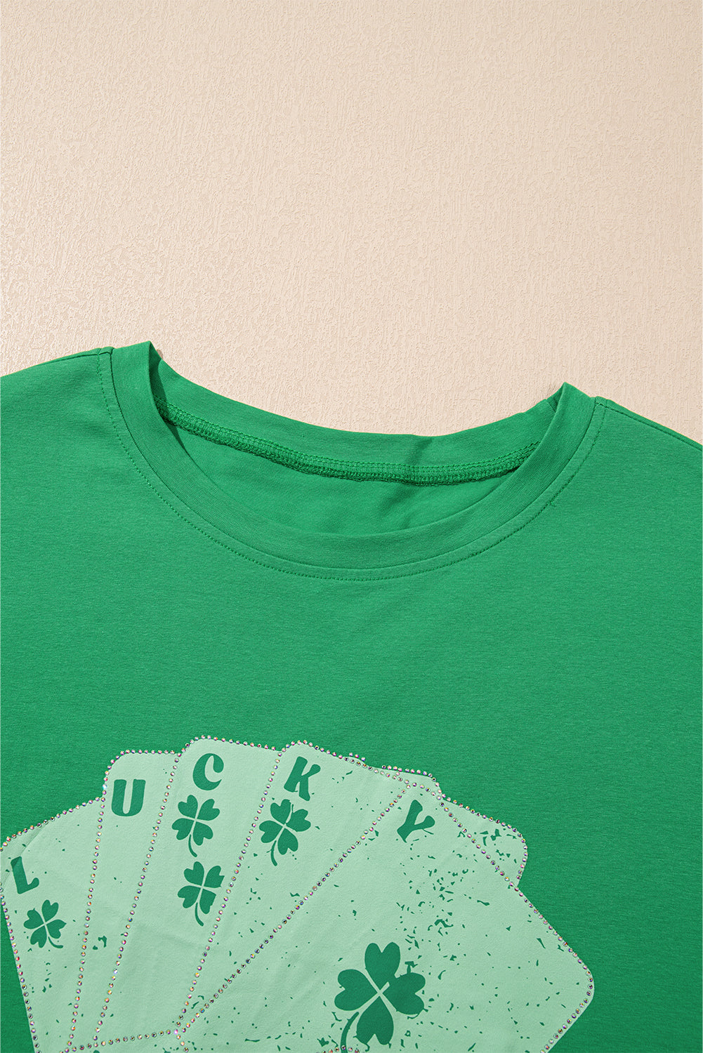 Bright Green Rhinestone Lucky Poker Cards Oversized T Shirt Mini Dress-TOPS / DRESSES-[Adult]-[Female]-2022 Online Blue Zone Planet