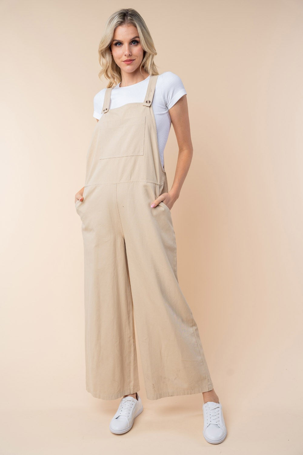 White Birch Sleeveless Wide Leg Jumpsuit-TOPS / DRESSES-[Adult]-[Female]-Oatmeal-S-2022 Online Blue Zone Planet