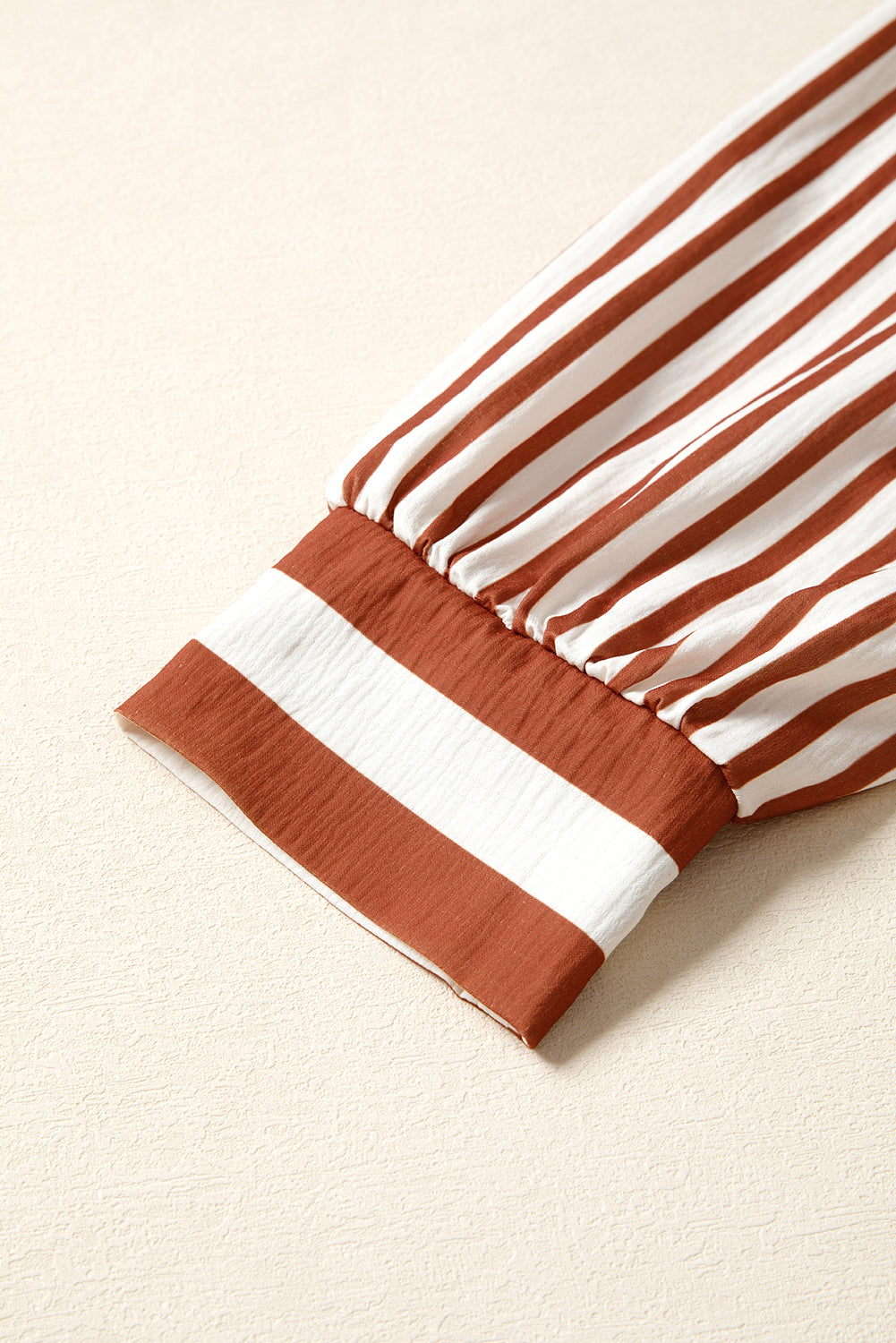 Brown Stripe Babydoll Long Sleeve Blouse-Tops/Blouses & Shirts-[Adult]-[Female]-2022 Online Blue Zone Planet