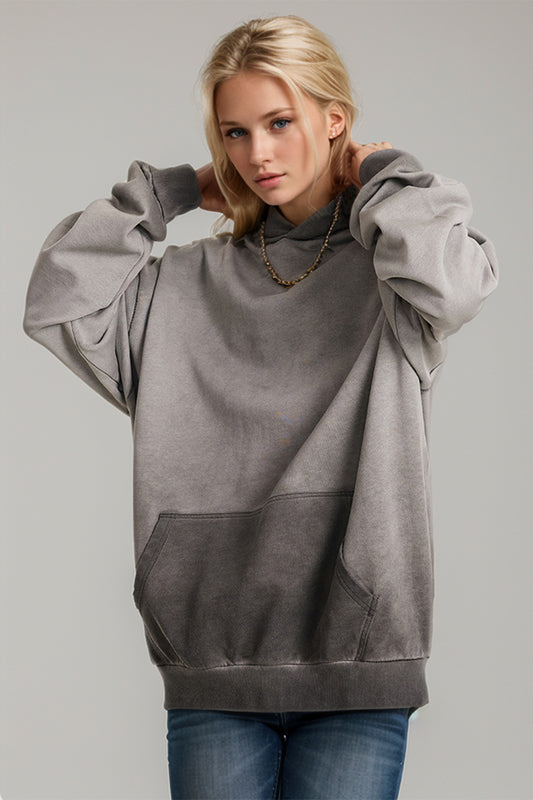 Basic Bae Drop Shoulder Long Sleeve Hoodie with Kangaroo Pocket-TOPS / DRESSES-[Adult]-[Female]-Gray-S-2022 Online Blue Zone Planet