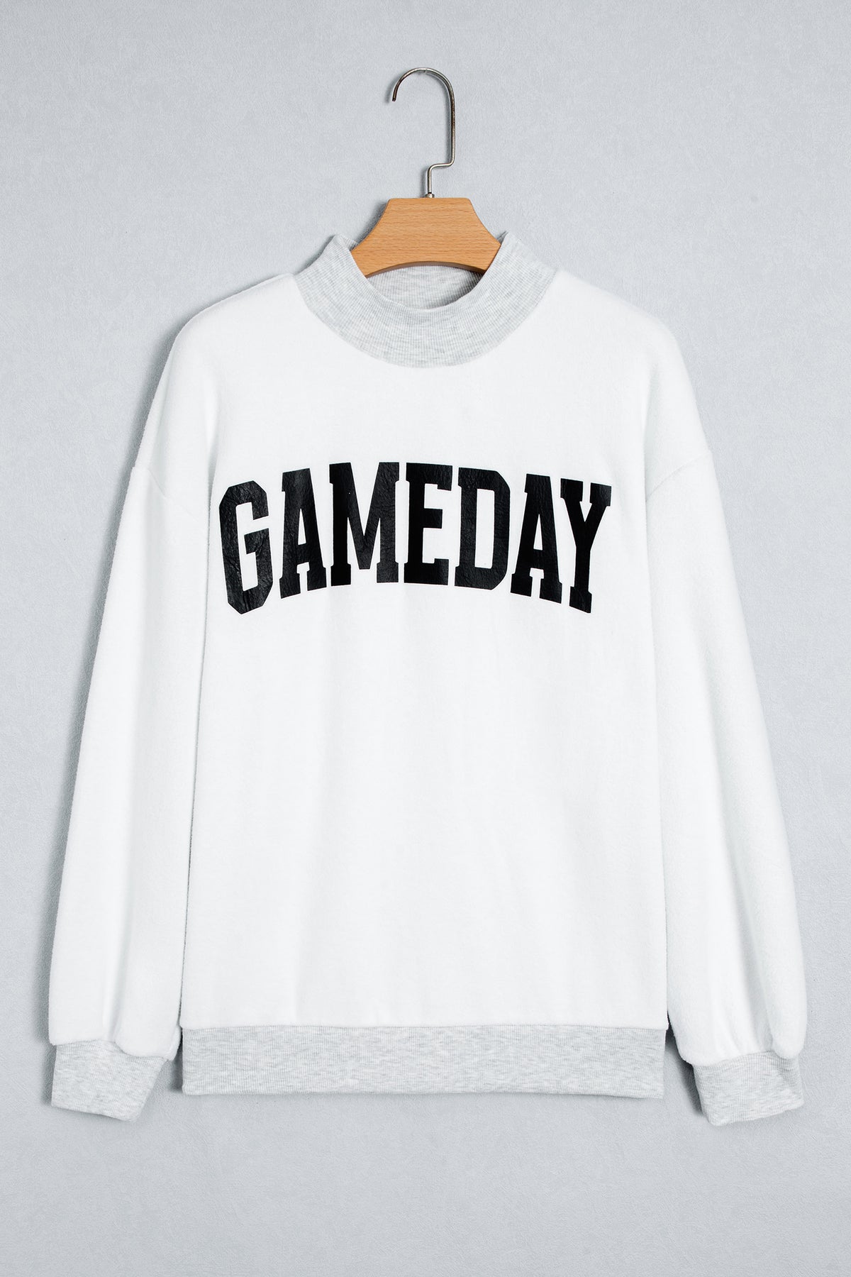 Light Grey High Neck GAMEDAY/ FOOTBALL Double Side Printed Reversible Sweatshirt-Tops/Sweatshirts & Hoodies-[Adult]-[Female]-2022 Online Blue Zone Planet