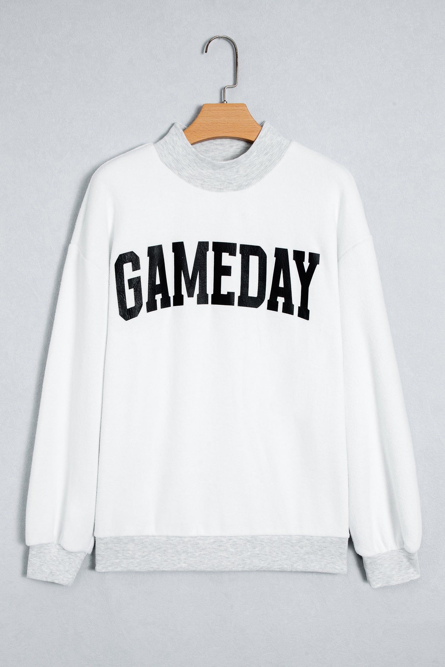 Light Grey High Neck GAMEDAY/ FOOTBALL Double Side Printed Reversible Sweatshirt-Tops/Sweatshirts & Hoodies-[Adult]-[Female]-2022 Online Blue Zone Planet