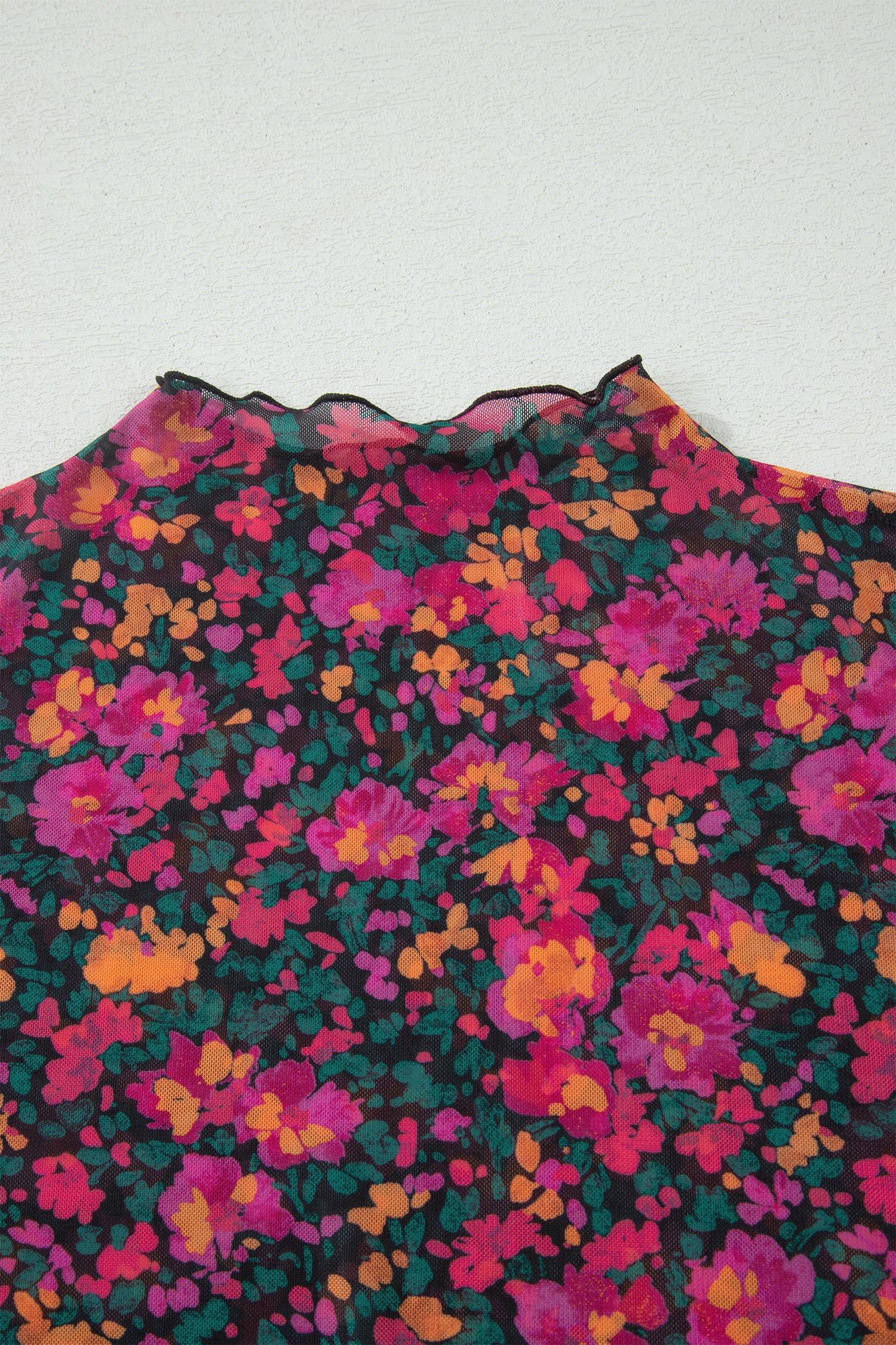 Rose Plus Size Floral Mesh Short Sleeve Top-Plus Size/Plus Size Tops/Plus Size Tops & Tees-[Adult]-[Female]-2022 Online Blue Zone Planet