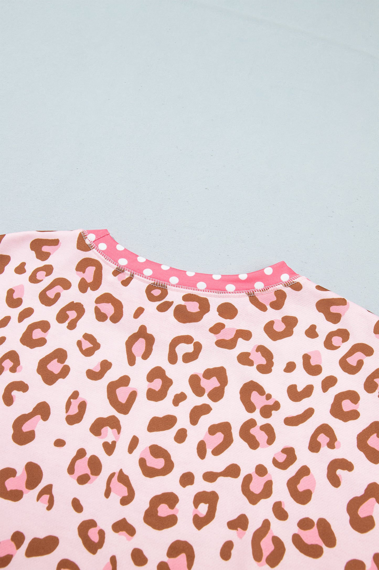 Pink Leopard Polka Dot Colorblock Trim Long Sleeve Top-Tops/Long Sleeve Tops-[Adult]-[Female]-2022 Online Blue Zone Planet
