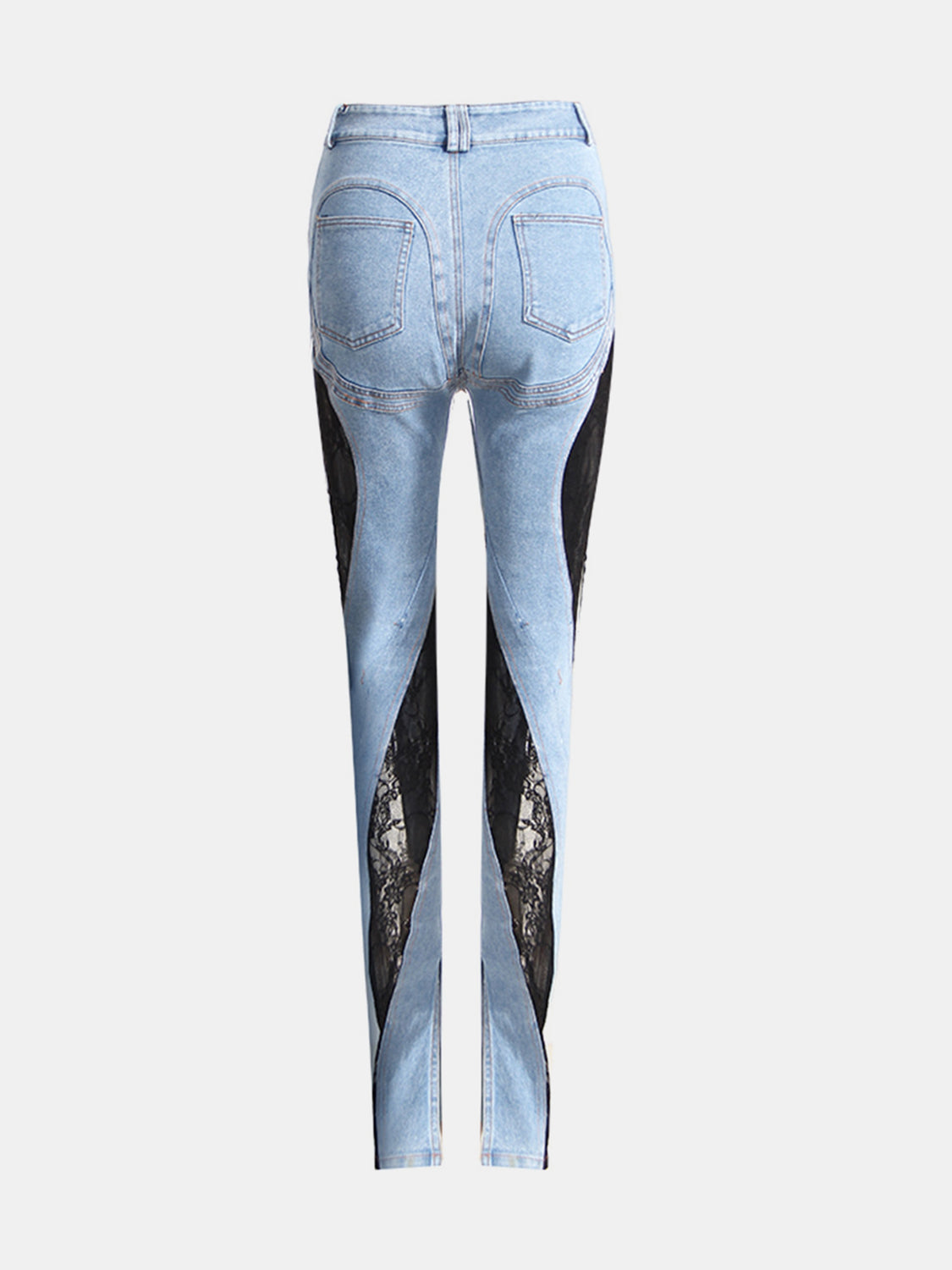 Lace Patchwork Skinny Jeans BLUE ZONE PLANET