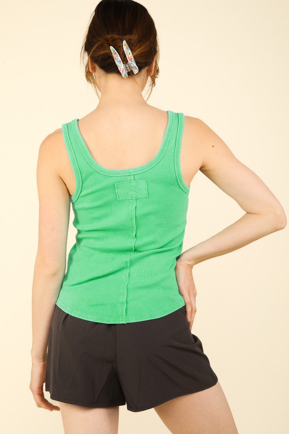 VERY J Washed Ribbed Tank with Placket Detail-TOPS / DRESSES-[Adult]-[Female]-2022 Online Blue Zone Planet