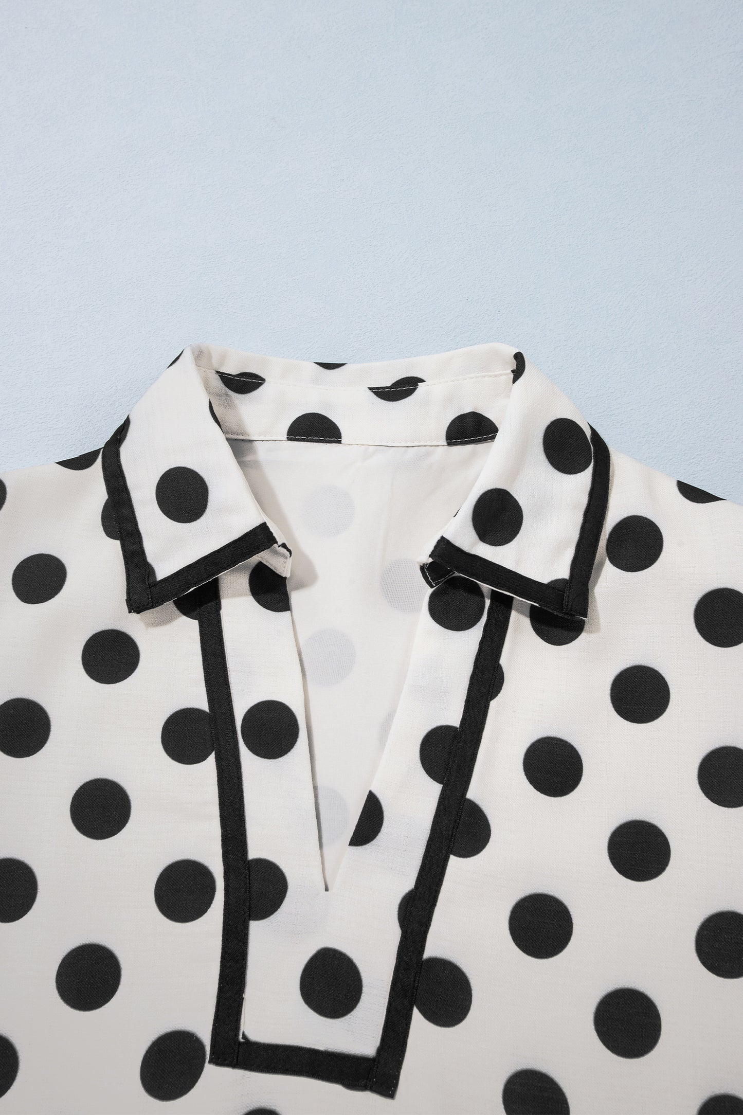 White Polka Dot Half Sleeve Collar V Neck Pocketed Casual Mini Dress-TOPS / DRESSES-[Adult]-[Female]-2022 Online Blue Zone Planet