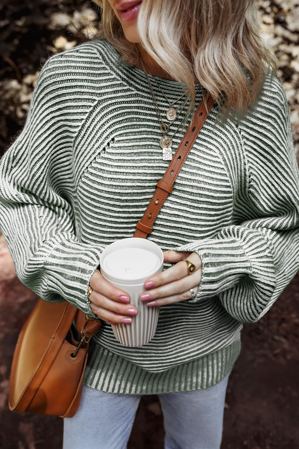 Textured Striped Round Neck Long Sleeve Top-TOPS / DRESSES-[Adult]-[Female]-Air Force Blue-S-2022 Online Blue Zone Planet