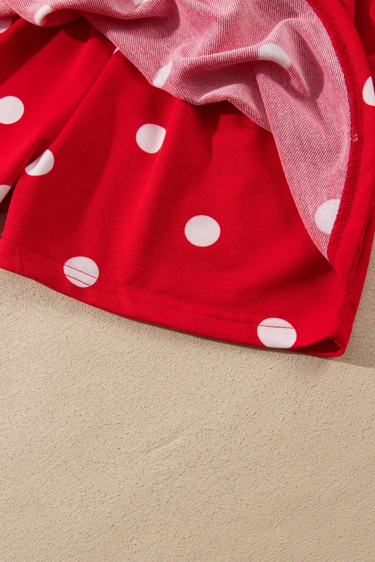 Red Polka Dot Raw Hem Relaxed Pullover Loose Skort Two Piece Set-Two Piece Sets/Two Piece Dresses-[Adult]-[Female]-2022 Online Blue Zone Planet