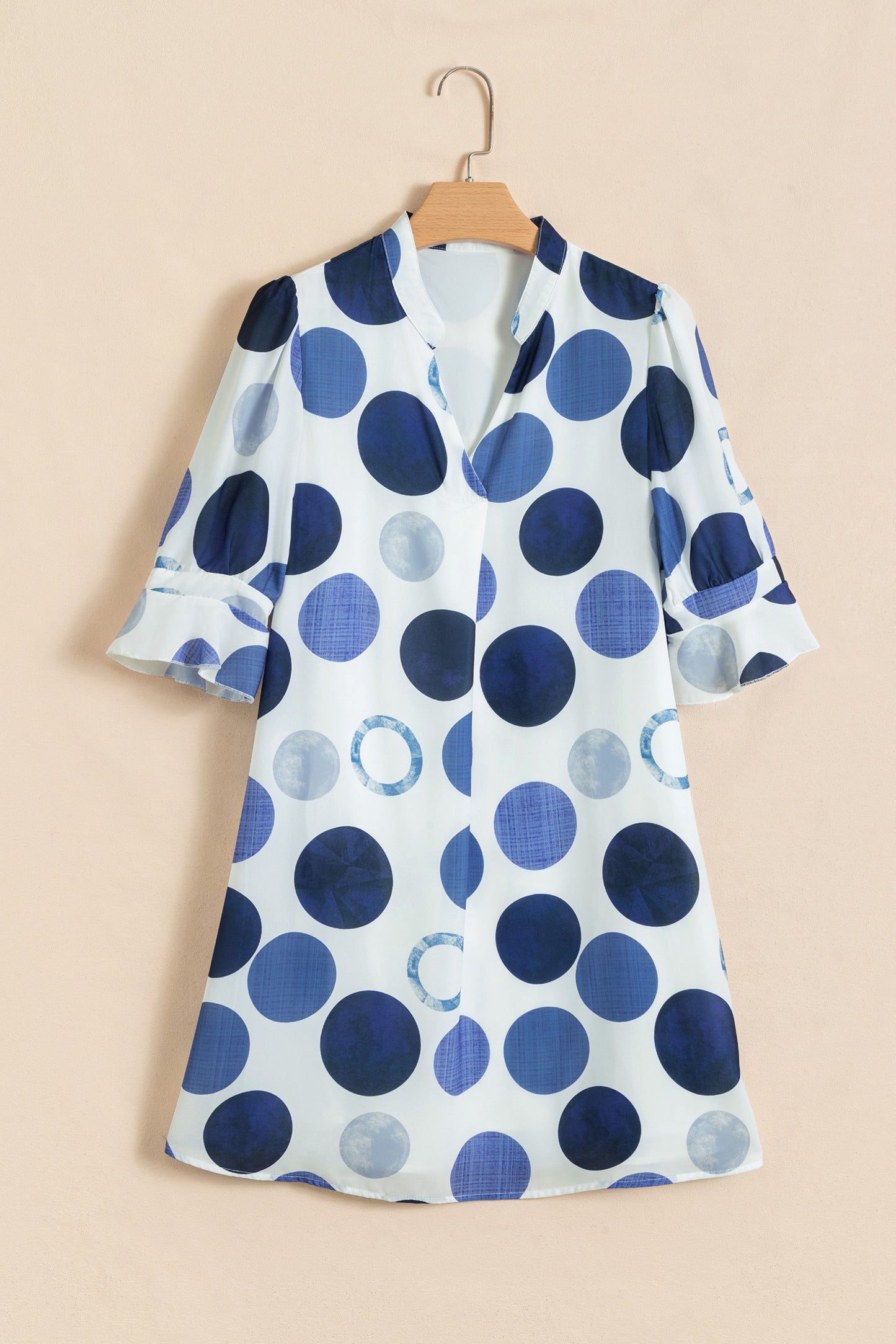 Green Polka Dot Print Flounced Half Sleeve Casual Vacation Style Mini Dress-TOPS / DRESSES-[Adult]-[Female]-2022 Online Blue Zone Planet