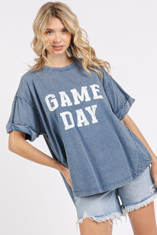 Mittoshop GAME DAY Round Neck Short Sleeve T-Shirt-TOPS / DRESSES-[Adult]-[Female]-2022 Online Blue Zone Planet