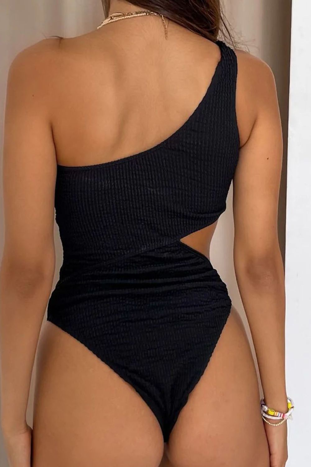 Cutout Single Shoulder One-Piece Swimwear-TOPS / DRESSES-[Adult]-[Female]-2022 Online Blue Zone Planet