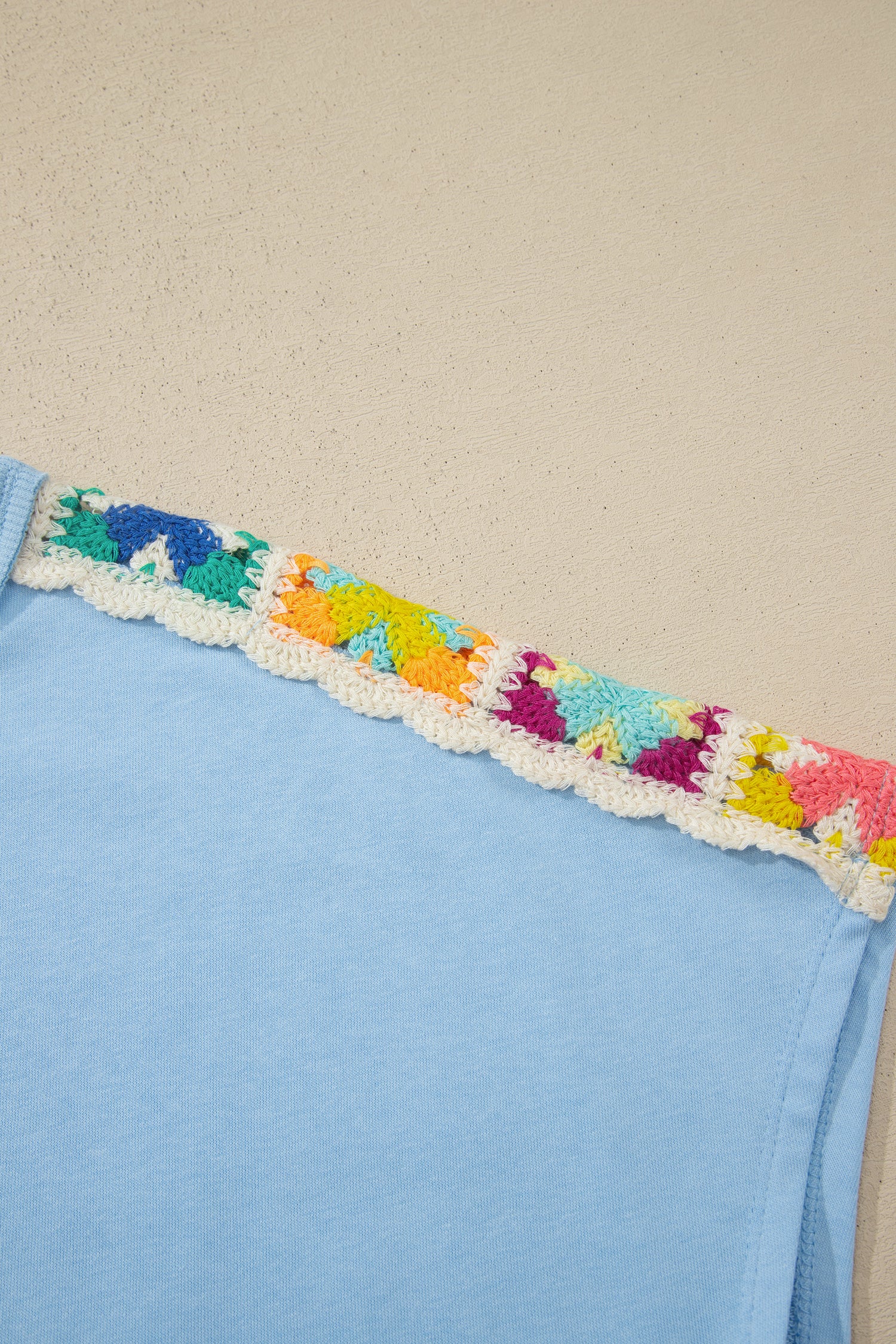 Mist Blue Granny Square Crochet Detail Short 2pcs Set-Two Piece Sets/Short Sets-[Adult]-[Female]-2022 Online Blue Zone Planet