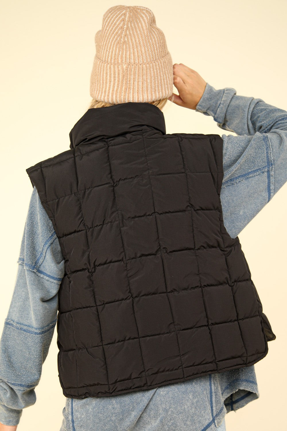 VERY J Zip Up Puffer Padded Warm Vest-TOPS / DRESSES-[Adult]-[Female]-2022 Online Blue Zone Planet