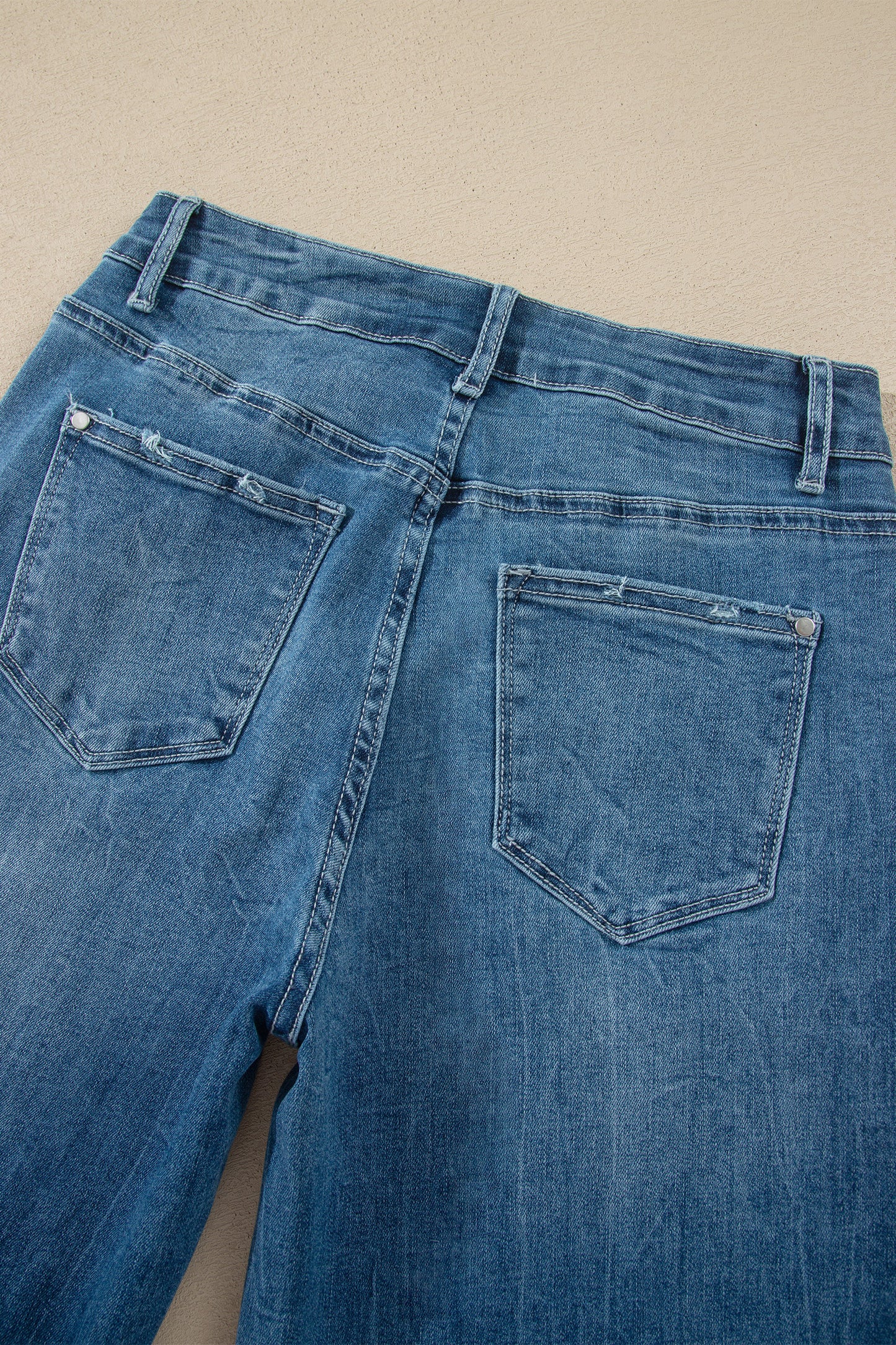 Ashleigh Blue High Waist Frayed Hem Flare Jeans-Bottoms/Jeans-[Adult]-[Female]-2022 Online Blue Zone Planet