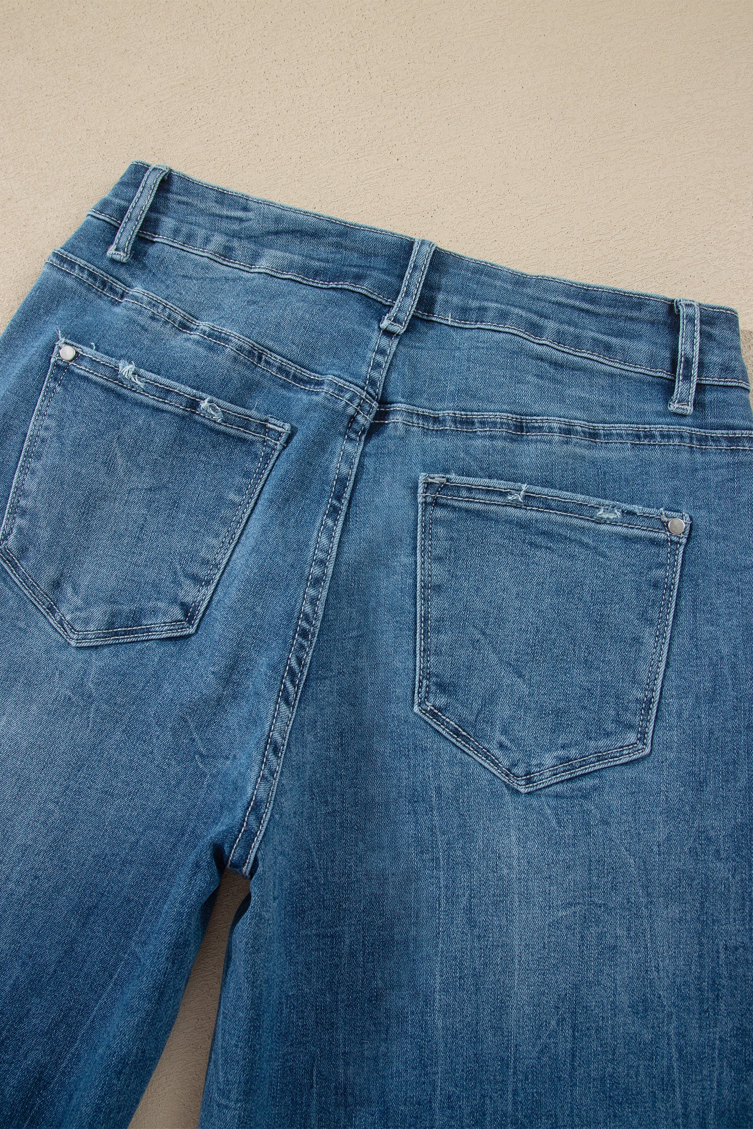 Ashleigh Blue High Waist Frayed Hem Flare Jeans-Bottoms/Jeans-[Adult]-[Female]-2022 Online Blue Zone Planet