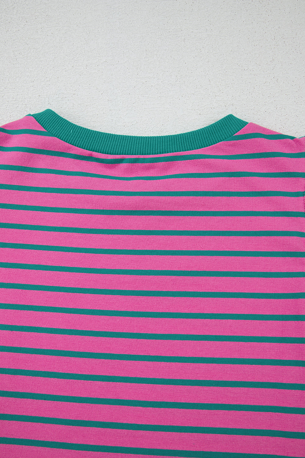 Pink Stripe Colorblock Ruffled Sleeve Crew Neck Blouse-Blouses-[Adult]-[Female]-2022 Online Blue Zone Planet