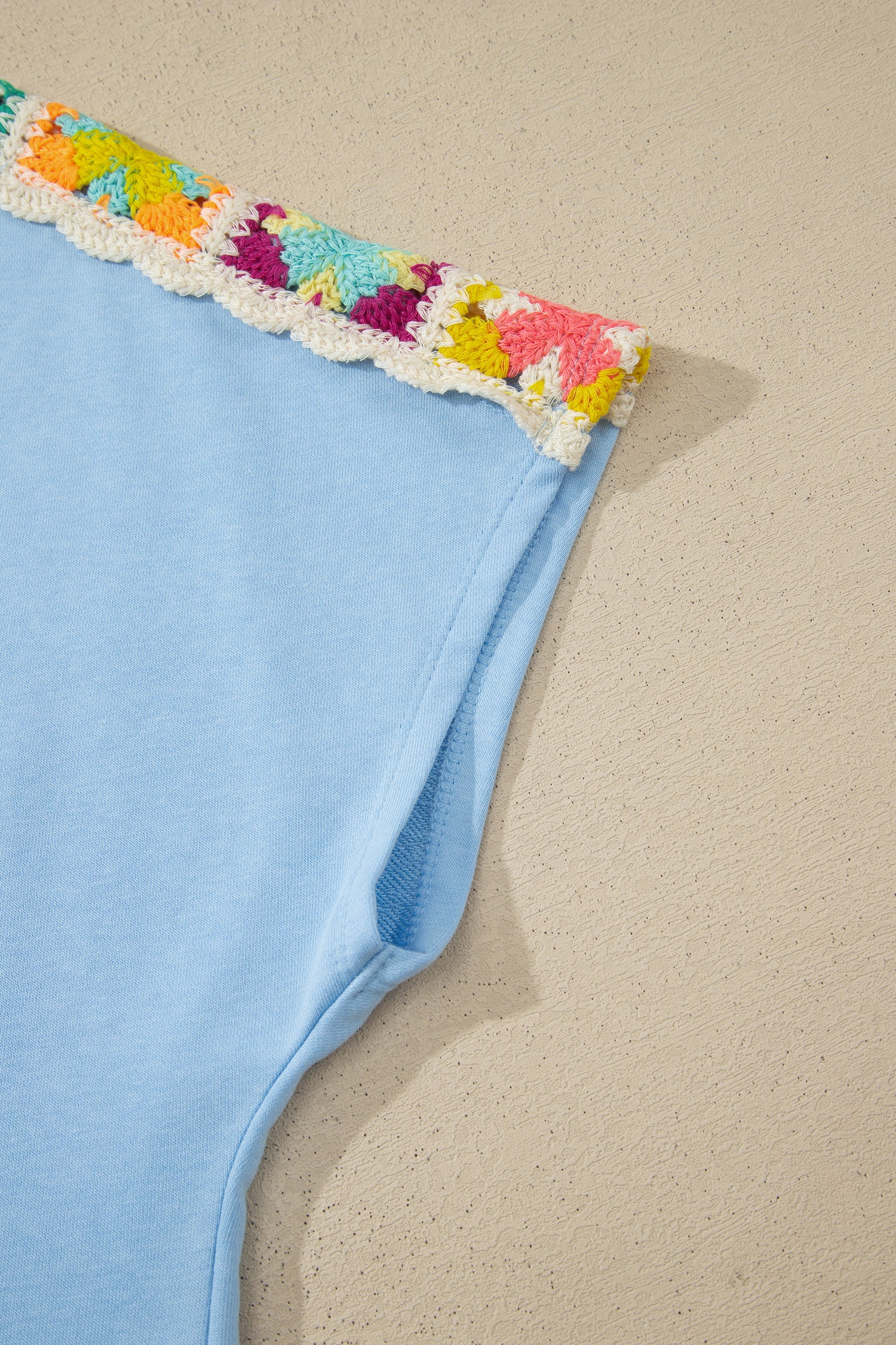 Mist Blue Granny Square Crochet Detail Short 2pcs Set-Two Piece Sets/Short Sets-[Adult]-[Female]-2022 Online Blue Zone Planet