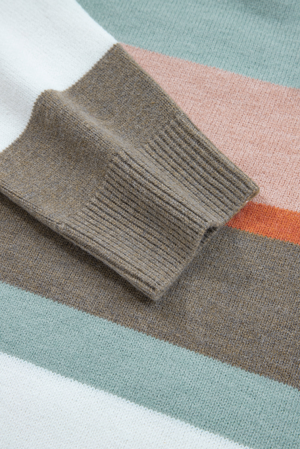 White Striped Color Block Knit Drop Shoulder Sweater-Sweaters & Cardigans/Sweaters-[Adult]-[Female]-2022 Online Blue Zone Planet