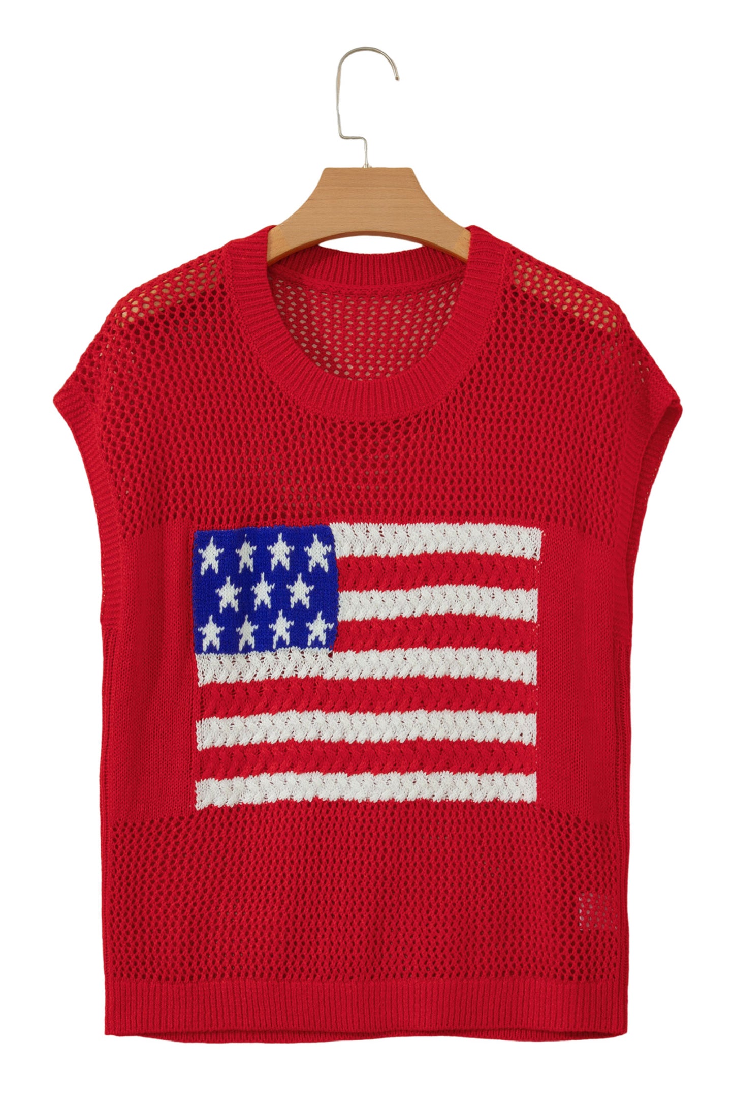 Sky Blue Flag Graphic Short Sleeve Sweater Top-TOPS / DRESSES-[Adult]-[Female]-2022 Online Blue Zone Planet