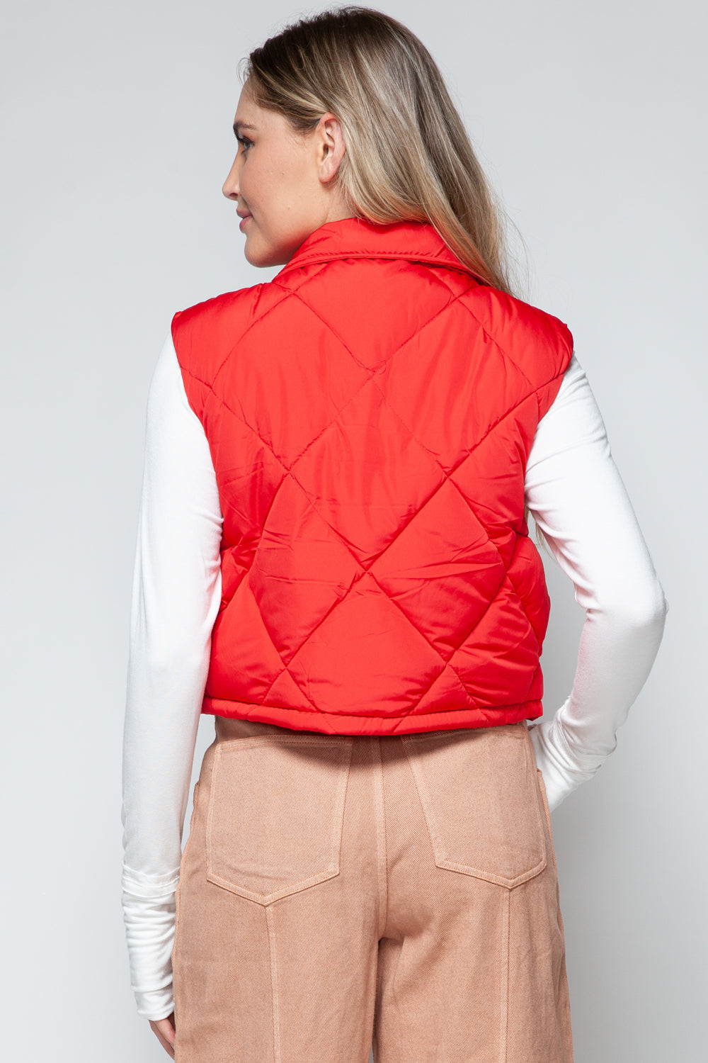 Snobbish Snap Down Quilted Crop Vest-TOPS / DRESSES-[Adult]-[Female]-2022 Online Blue Zone Planet