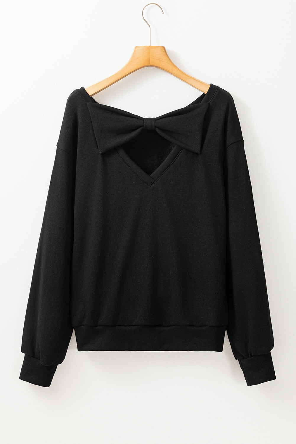 Bow Cutout Round Neck Long Sleeve Sweatshirt-TOPS / DRESSES-[Adult]-[Female]-2022 Online Blue Zone Planet