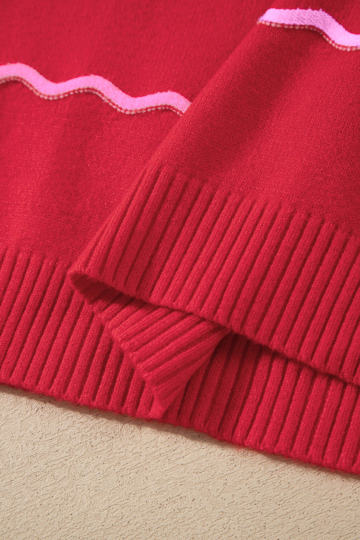 Red Stripe Striped Round Neck Long Sleeve Shift Pullover Sweater-TOPS / DRESSES-[Adult]-[Female]-2022 Online Blue Zone Planet
