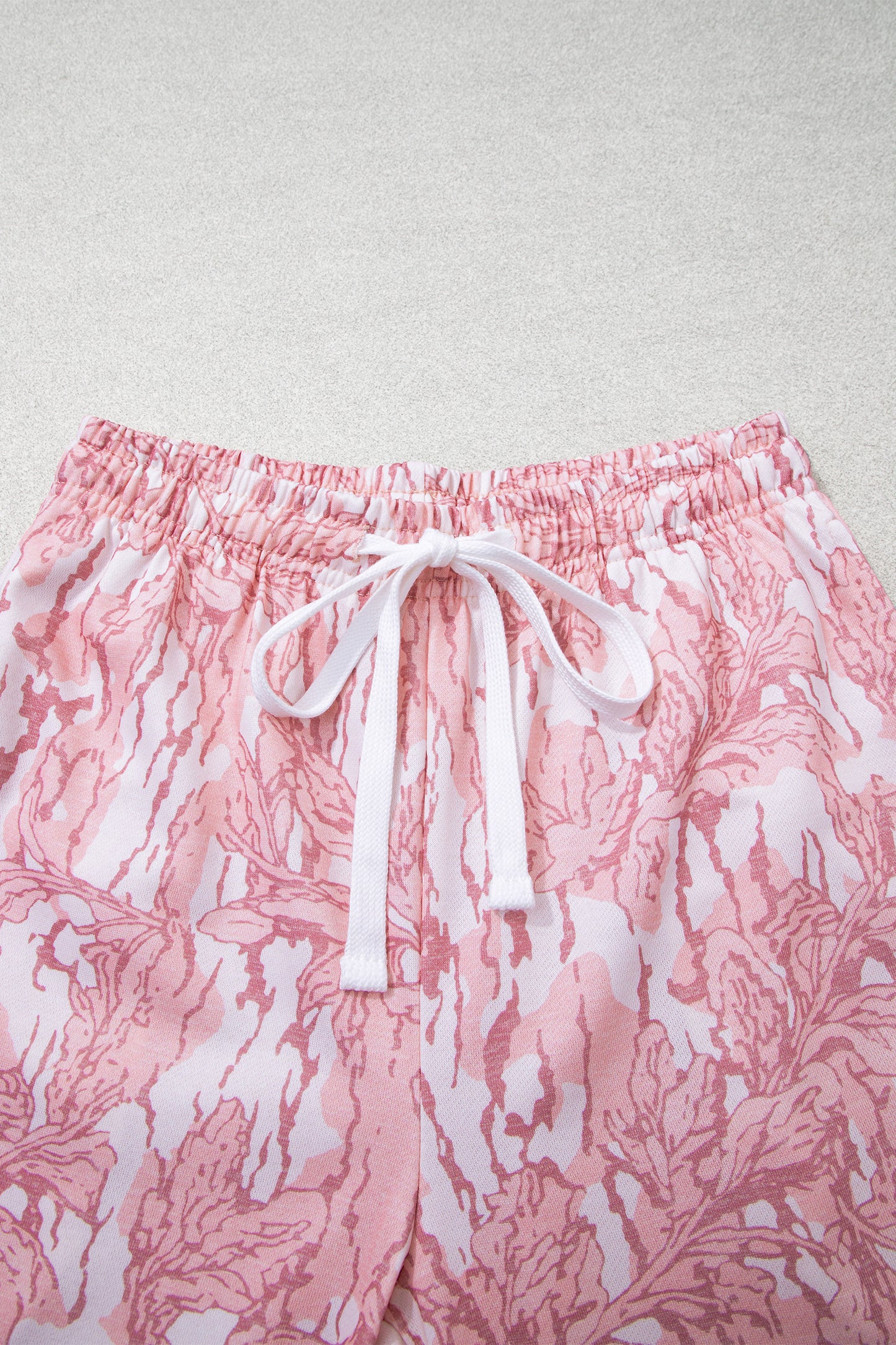 Pink Abstract Floral Print Loose Pullover Drawstring Pants 2pcs Set-Two Piece Sets/Pant Sets-[Adult]-[Female]-2022 Online Blue Zone Planet