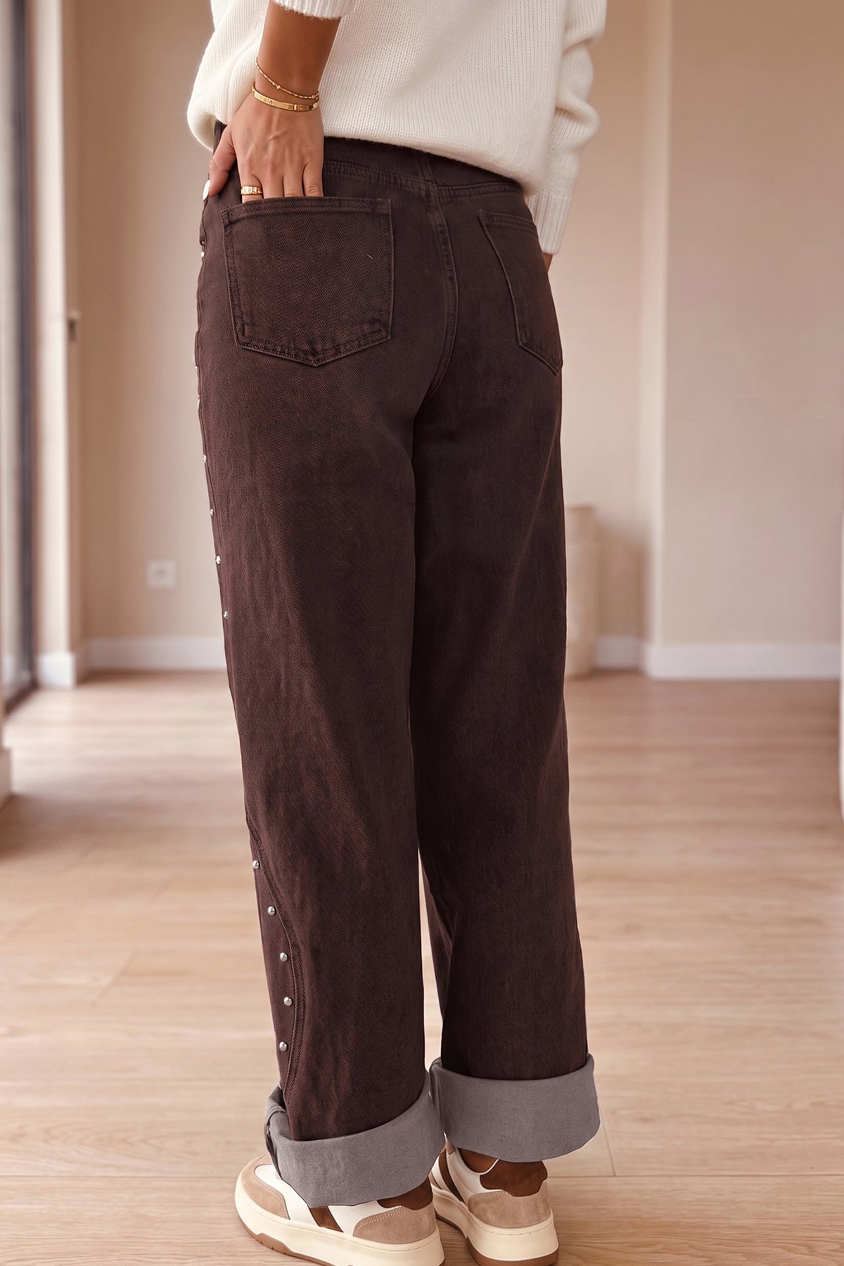 Dusk Blue Side Seam Rivet Detail Ankle Length Casual Jeans-Bottoms/Jeans-[Adult]-[Female]-2022 Online Blue Zone Planet