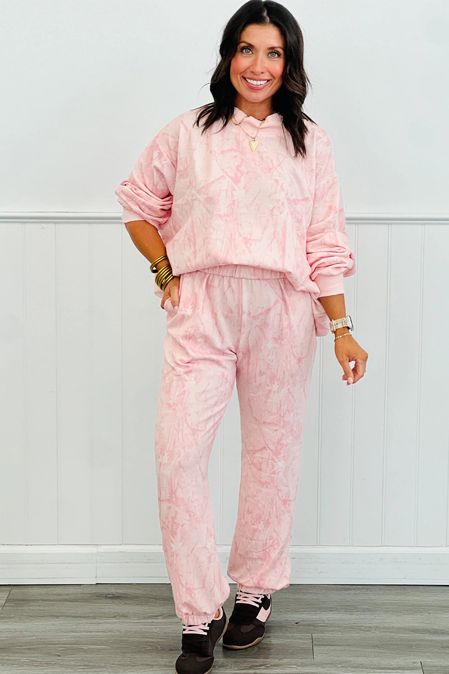 Pink Camo Print Jogger Pants Set-Two Piece Sets/Pant Sets-[Adult]-[Female]-2022 Online Blue Zone Planet