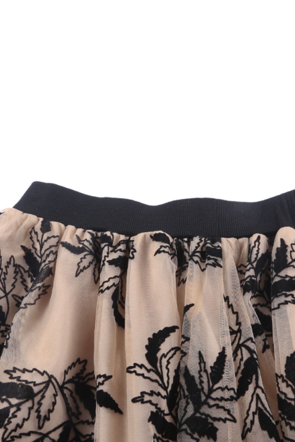 Leaf Elastic Waist Midi Skirt-BOTTOMS SIZES SMALL MEDIUM LARGE-[Adult]-[Female]-2022 Online Blue Zone Planet