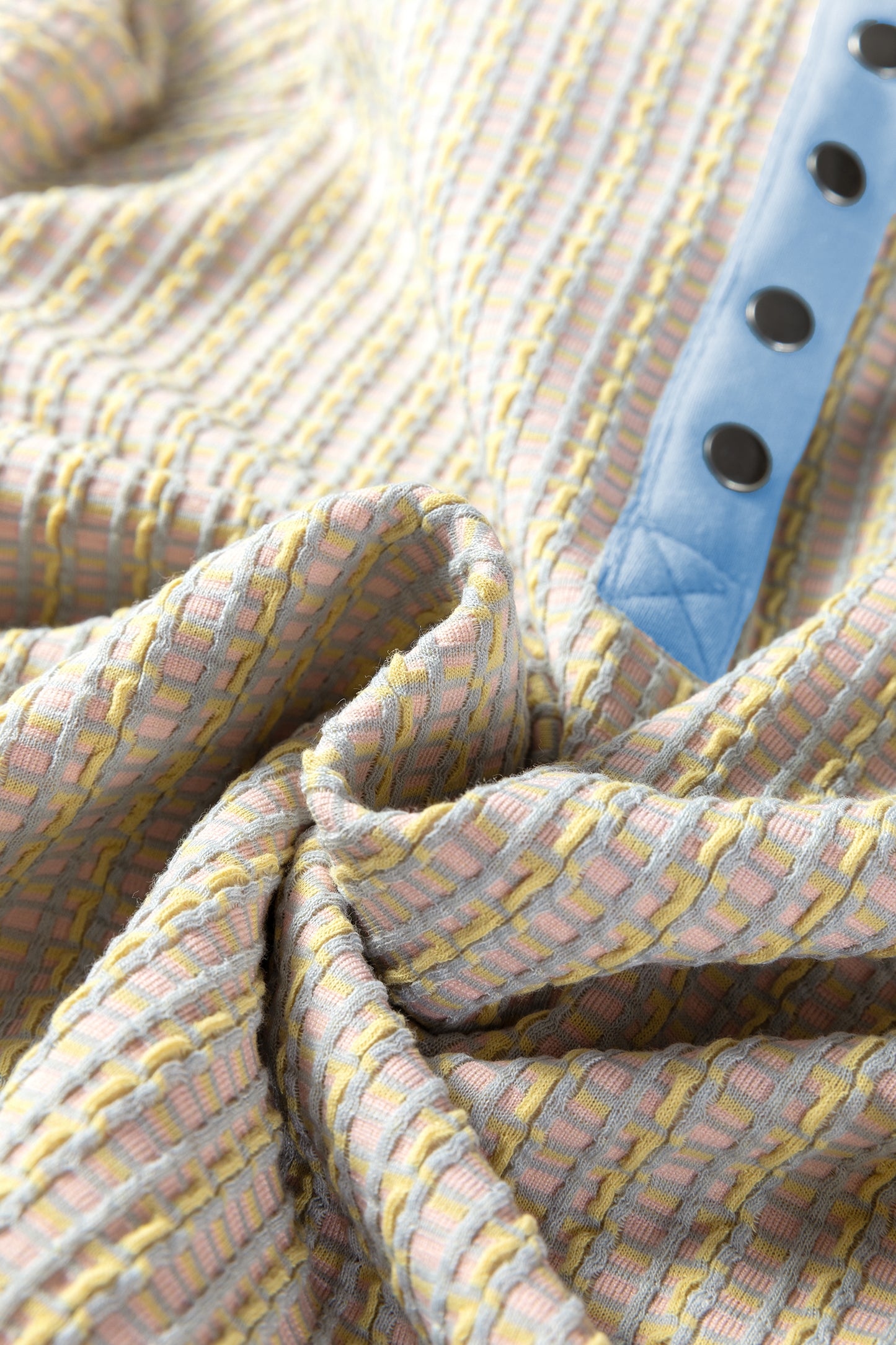 Beau Blue Button Front Jacquard Henley Sweatshirt-Tops/Sweatshirts & Hoodies-[Adult]-[Female]-2022 Online Blue Zone Planet