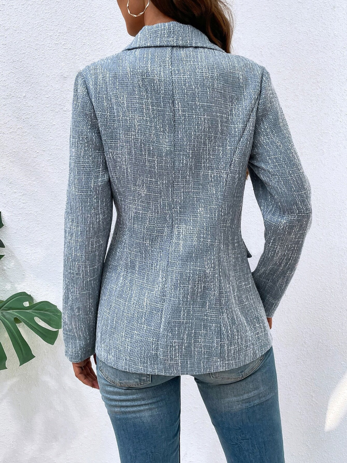 Lapel Collar Long Sleeve Blazer with Pockets-TOPS / DRESSES-[Adult]-[Female]-2022 Online Blue Zone Planet