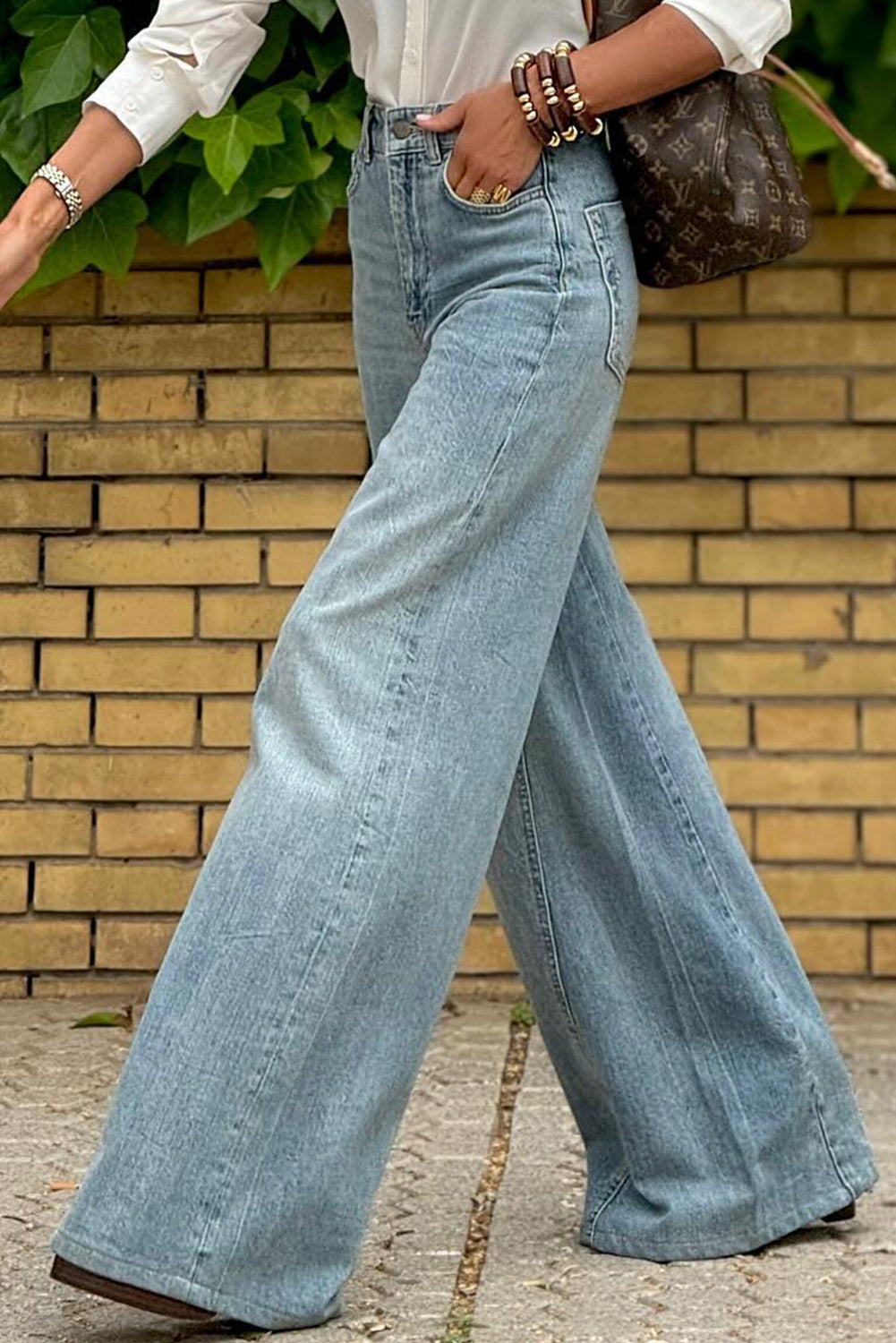 Blue Zone Planet | Dusk Blue Acid Wash Extra Wide Leg High Waist Long Jeans-Bottoms/Jeans-[Adult]-[Female]-2022 Online Blue Zone Planet